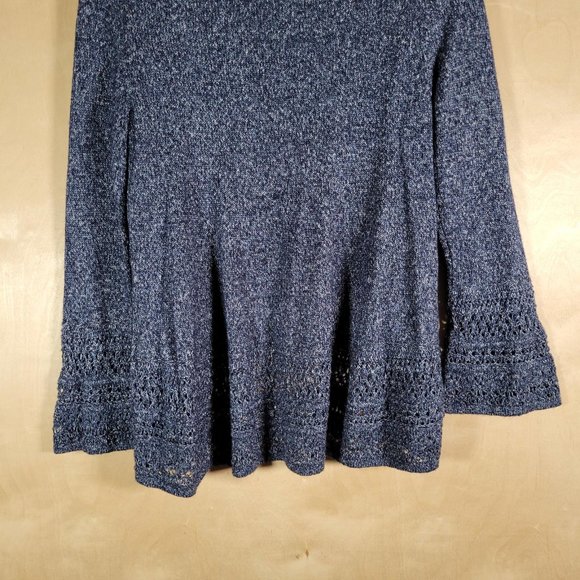 Charter Club Blue Multi Knit Open Cardigan Wide Collar Sweater Women Size M - Picture 10 of 10